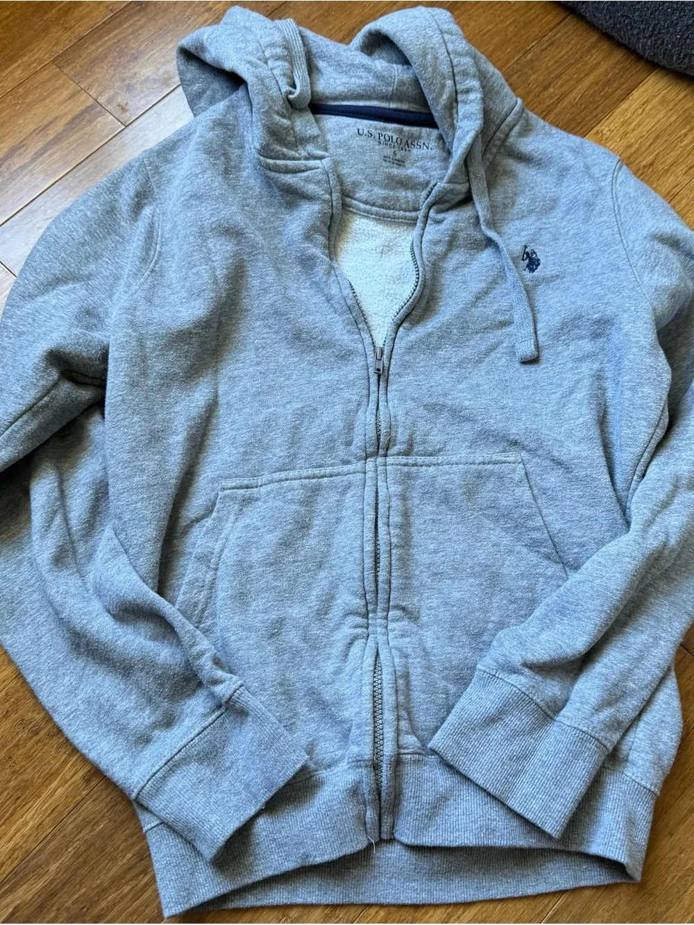 U.S. Polo Assn. Light Gray Full-Zip Hooded Sweatshirt
